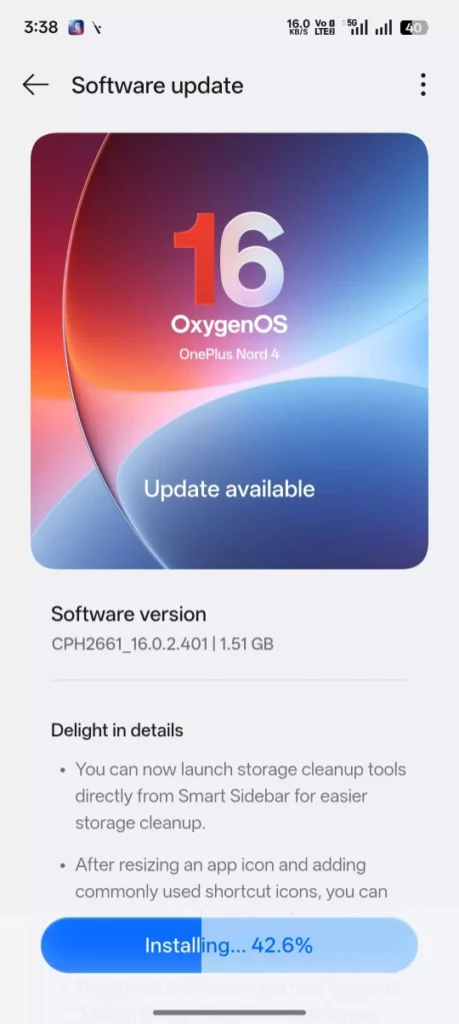 OnePlus Nord 4 5G Update