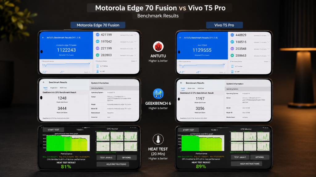 Vivo T5 Pro vs Motorola Edge 70 Fusion Performance